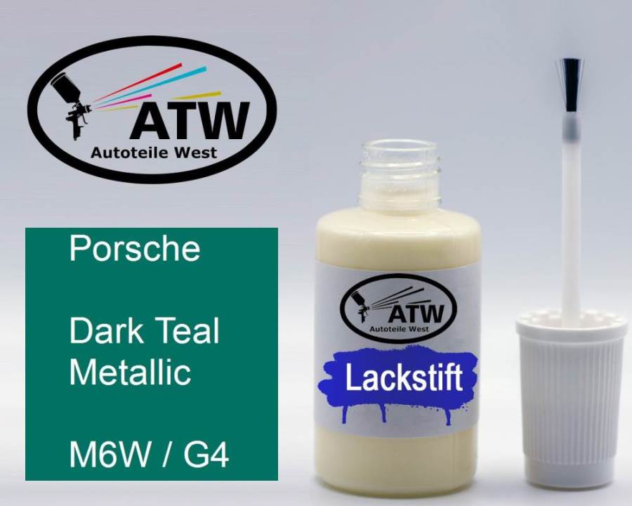 Porsche, Dark Teal Metallic, M6W / G4: 20ml Lackstift, von ATW Autoteile West.